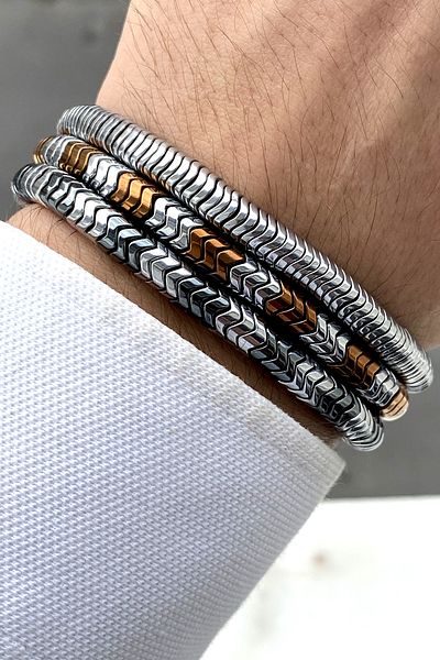TAKIPORT 3-piece steel men's bracelet combination