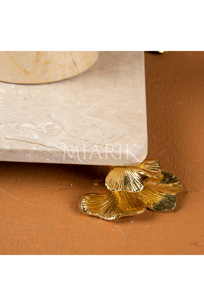 MIARIK DESIGN & DEKORASYON DEKORATİF BEJ MERMER GINKO AKSESUAR TEPSI
