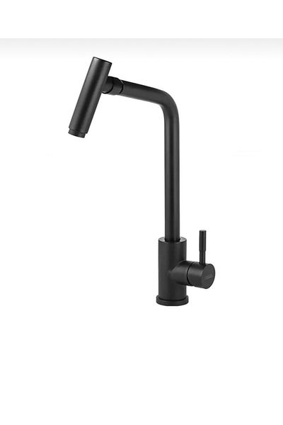 İSAOĞLU YAPI Black Kitchen Faucet Telescopic Sink Tap 360 Degree Pivoting Head Kitchen Faucet