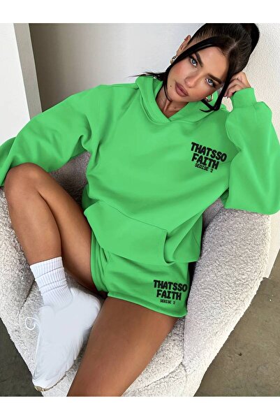 Machetta Жіночий плюс розмір Thatsoo з принтом негабаритного розміру 3 нитки з капюшоном світшот з капюшоном набір сортів