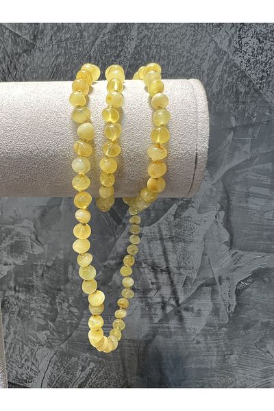Amber by Mazukna 45 Cm Free Cut Transparent Honey Color Necklace - Youth and Adult, Certified