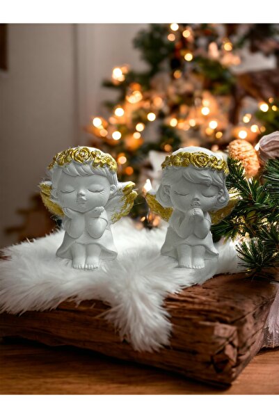 LİNECRAFT 2’li Melek Kızlar Altın Taçlı Biblo