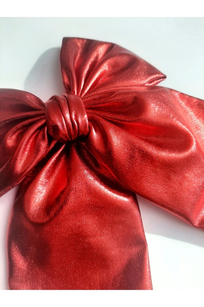 NEW BOWS BANDS Girl's Large Pinwheel Clip Hair Clip Red Lame