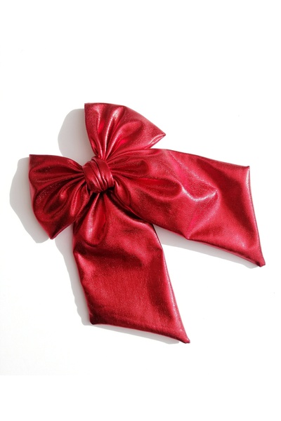 NEW BOWS BANDS Girl's Large Pinwheel Clip Hair Clip Red Lame
