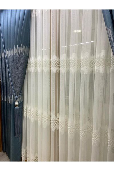 Akcan Geometric Patterned Tulle Curtain 10721