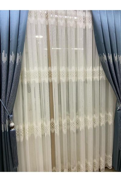 Akcan Geometric Patterned Tulle Curtain 10721