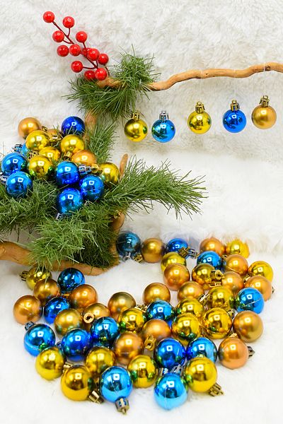 Waldern 3 cm 72 bucăți albastru-auriu Cici Ball Ornament de Crăciun de Anul Pomului de Pin
