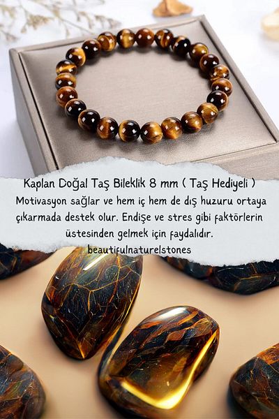 NehirTaş سوار من الحجر الطبيعي عالي الجودة معتمد بجودة AAA - هدية من حجر النمر (العملة والطاقة)