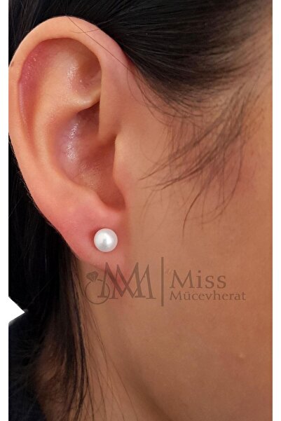 bymissmücevherat 925 Ayar Gümüş İnci Küpe 6 mm