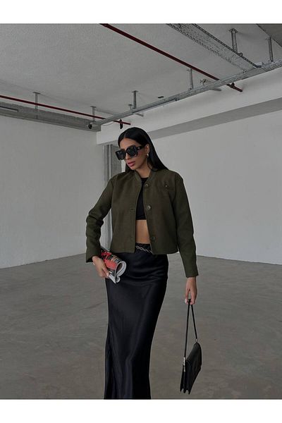 LB Laluna Butik Γυναικείο κοντό παλτό με επένδυση με κουμπιά