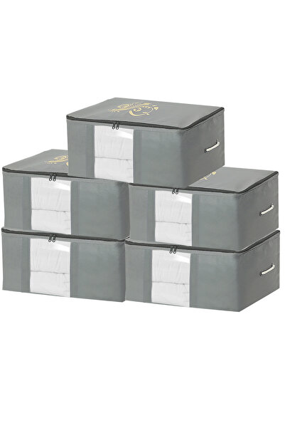 umbellatum 5 Adet - Pencereli Kazak Kıyafet Hurcu 45 X 40 X 30cm Gri