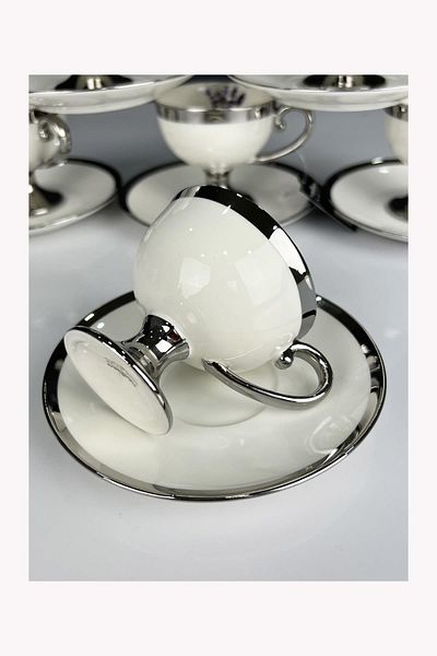 ACAR Miranda Luxury Porcelain Silver 6-Piece Cup Set