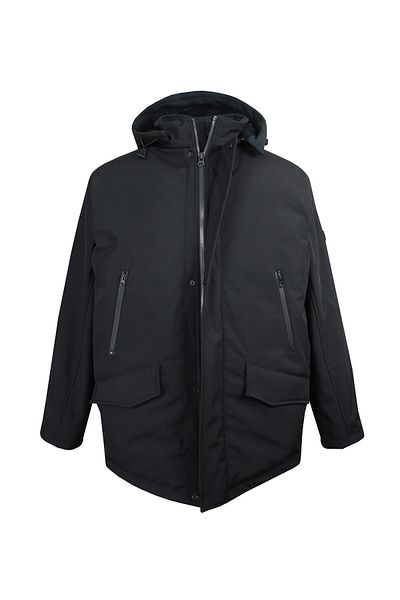 marufshop Men's Large Size Oversize Thick Winter Padded Waterproof Softshell Jacket Black