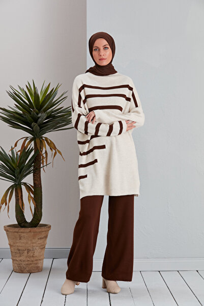 MODAMÜNASİP Υπέροχο Ριγέ Πλεκτό Μαλακό Σετ