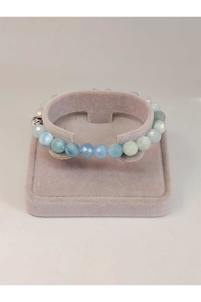 Yasamtohumu Аквамарин камінь фасеточний 8 мм унісекс браслет (42520-одиночний)