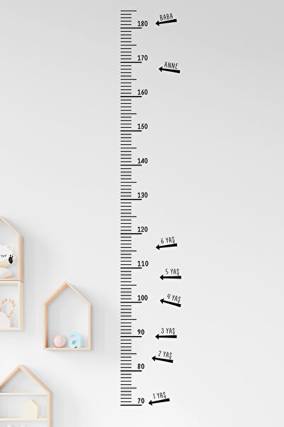 NeoPrint Boy Cetveli Duvar Sticker Çocuk Uzama Ölçme Metresi Kendinden Yapışkanlı Mezura