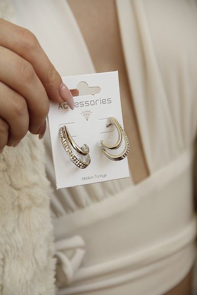 takıtarzım Silver stone women's pair of earrings