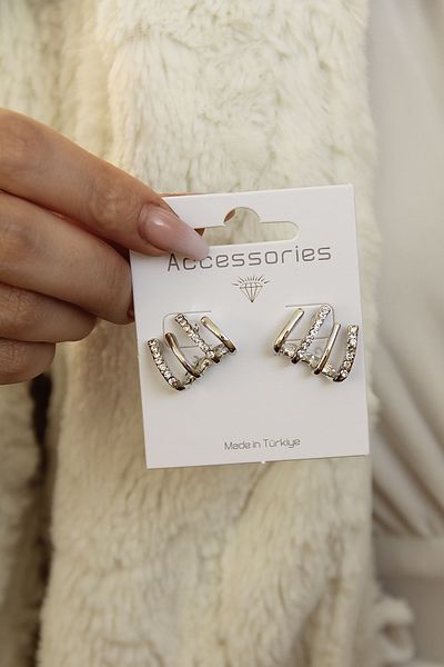 takıtarzım Women's designer stone silver earrings