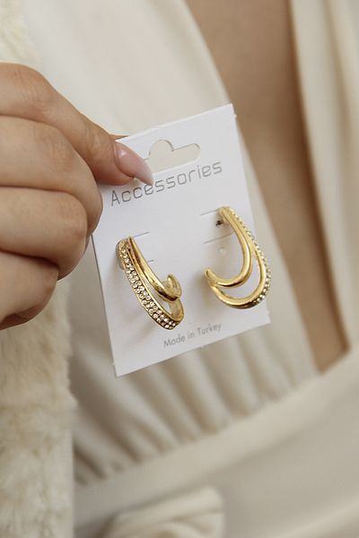 takıtarzım Women's gold 2-pack earrings with stones