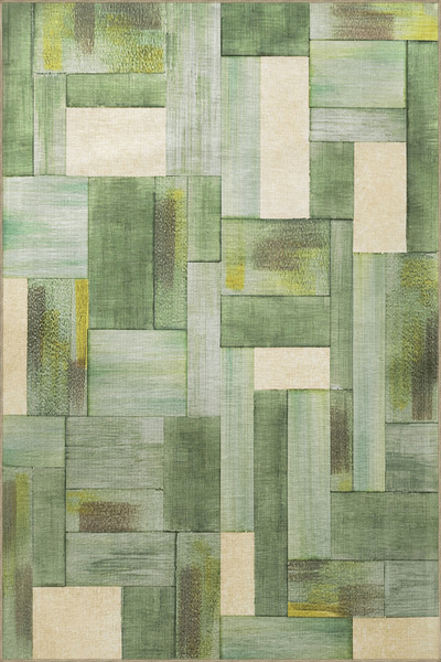Rugs Modern Halı Yeşil Temalı Karma Geometrik Dikdörtgen Şekil Desenli Modern...