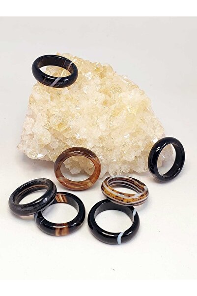 Yasamtohumu خاتم بحجر العقيق الأسود متنوع سماكة 6 ملم (الحجم القياسي)