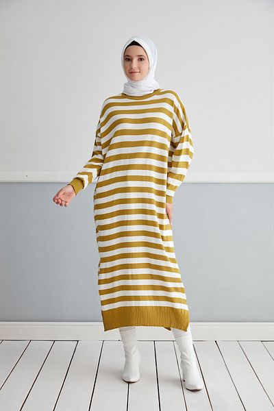 MODAMÜNASİP Wonderful Striped Knitwear Hijab Tunik