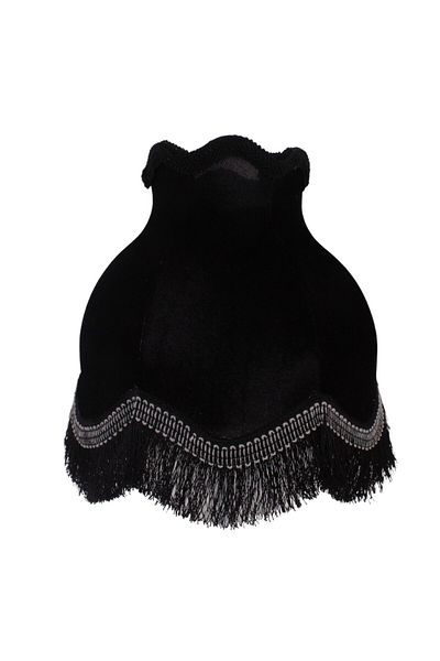 Dekovien Velvet Black Lampshade - Crystal Glass, Chrome Metal Base Vintage Fringe AB0740