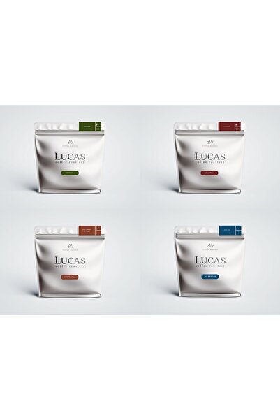 Lucas Coffee Kahve Tanışma Paketi 4 x 150 Gr / Guatemala - Colombia - Brasil ...