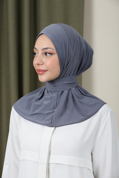 Trablus حجاب نسائي بقفل سريع، غطاء حجاب جاهز، شال حجاب رمادي