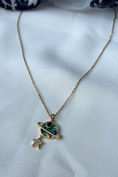 yucelique Saturn Planet Design Horlogorie Steel Necklace
