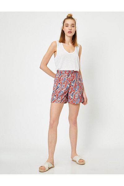 Koton Patterned Tie Waist Shorts