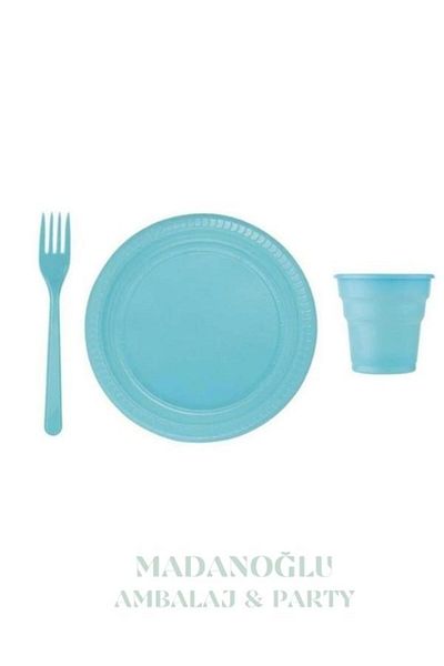 Roll-Up Colorful Luxury Plate Cup Fork Set for 25