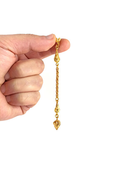 Selderesi 1 Adet Özel Tasarım Sarı Kaplama Arnavut Zincirli Tesbih Püskülü