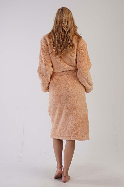 CANTERİDER Γυναικείο μπεζ σούπερ μαλακό μακρυμάνικο φόρεμα με γιακά Welwelsoft