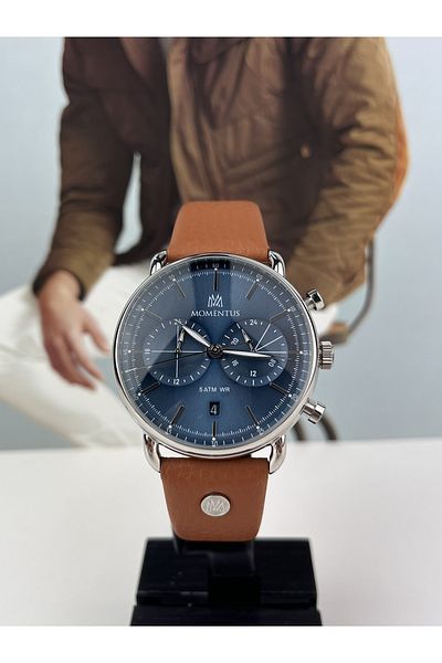 Momentus LEATHER STRAP MEN'S WRISTWATCH 5 ATM WATERPROOF