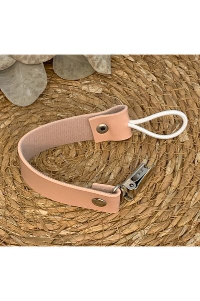 Mujo Baby&Kids Leather Pacifier Strap - Pacifier Chain - Pink - Baby Girl/Child