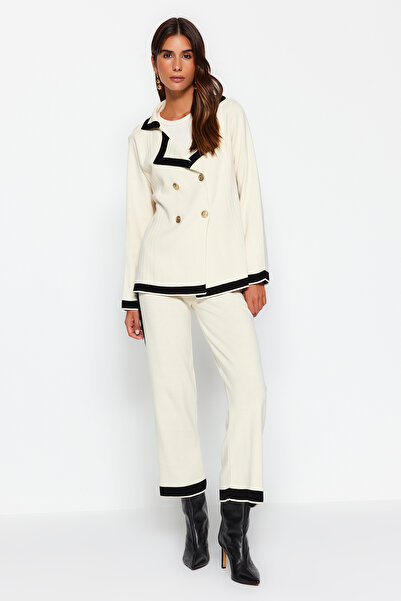 Trendyol Modest Ecru Knitwear Jacket and Trousers Set - TCTAW24US00117