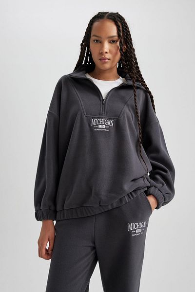 DeFacto Oversize Fit Half Zipper Fleece Sweatshirt Y2649Az23Wn