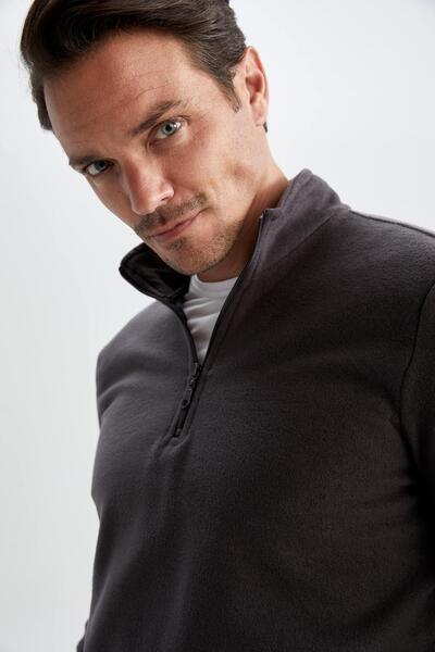 DeFacto Fleecová mikina Regular Fit Stand Collar Y3996Az23Au