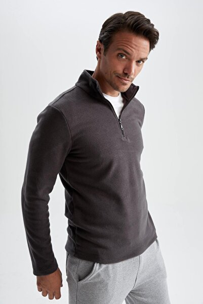 DeFacto Fleecová mikina Regular Fit Stand Collar Y3996Az23Au