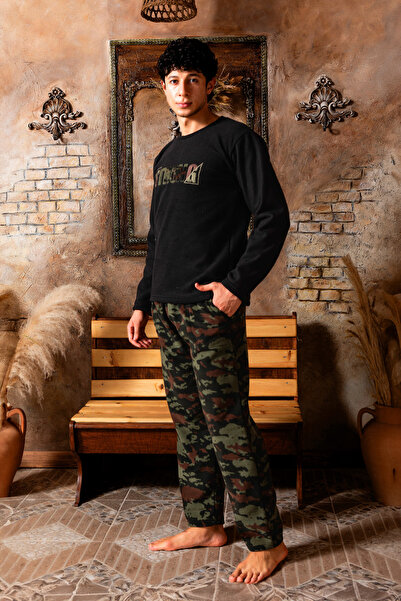 nisaNCa Χειμερινό ανδρικό σετ πιτζάμες Fleece - Ζεστό Casual Ανδρικό Fleece