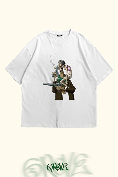 Grove Fashion Leon Printed Power of Love Unisex Oversize T-shirt
