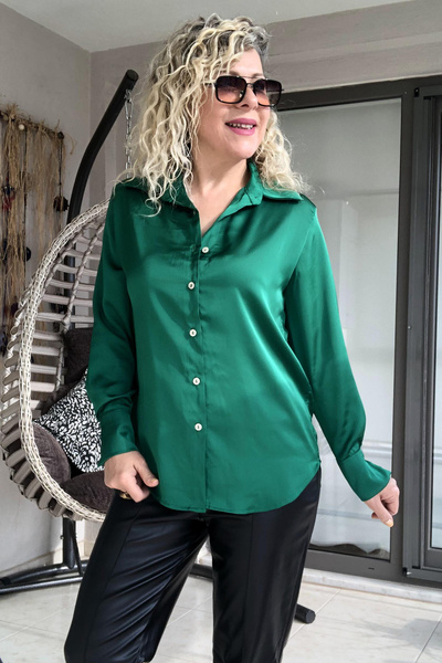 Dila Butik Kalın Manşetli Saten Gömlek