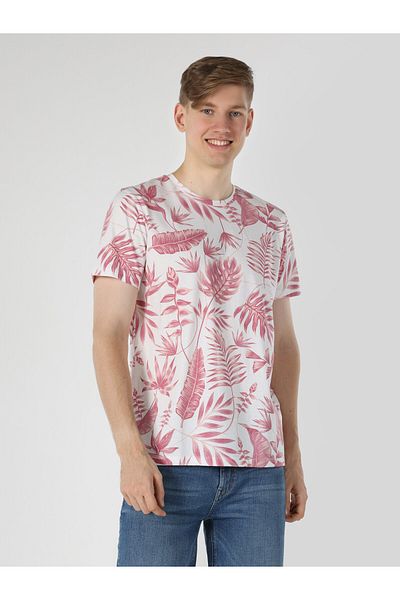Colin's Tricou cu mânecă scurtă cu imprimeu alb cu gât crew pentru bărbați - Regular Fit