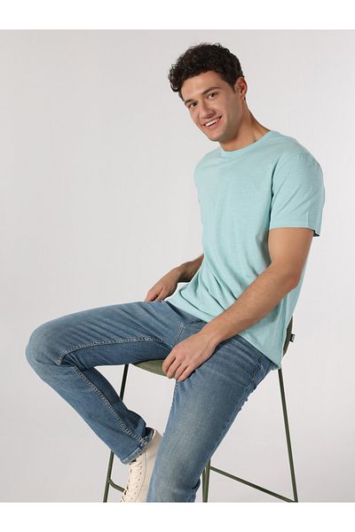 Colin's Ανδρικό κοντομάνικο μπλουζάκι Regular Fit Crew Neck Basic Turquoise