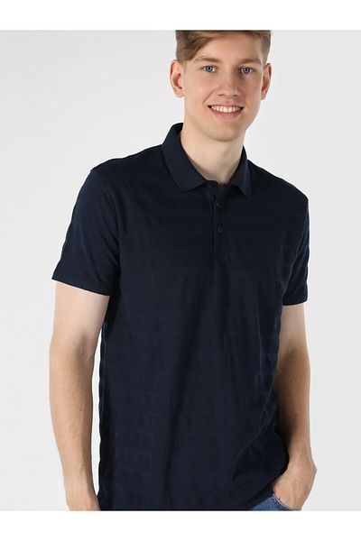 Colin's Navy Blue Regular Fit Men's Polo Collar Short Sleeve T-Shirt