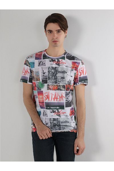 Colin's Men's Short Sleeve T-Shirt - Regular Fit, Printed, Multi Color