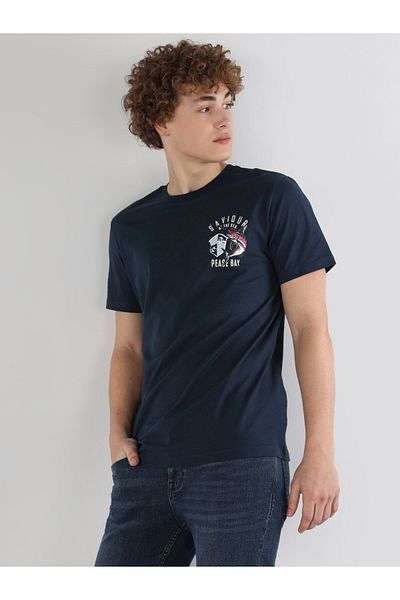 Colin's Navy Blue Regular Fit Crew Neck Men's Short Sleeve T-Shirt