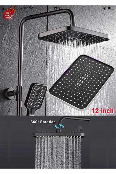 ASYA BAZAAR PREMIUM MAT SİYAH TEPE DUŞ SETİ,MAT SİYAH YAĞMURLAMA TEPE DUŞ SETİ,PREMIUM ROBOT DUŞ