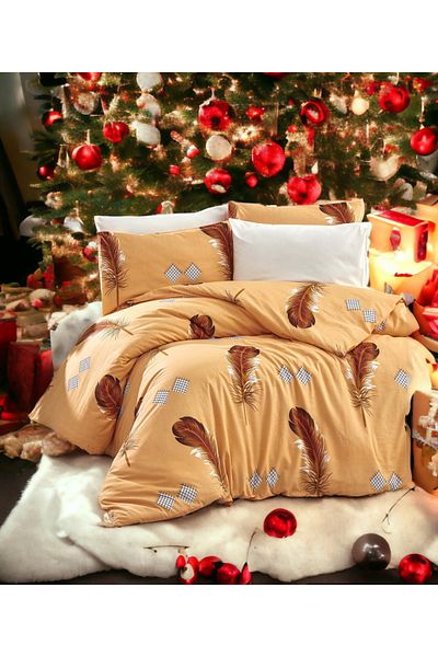 MAJESTE Ranforce Combination Duvet Cover Set Plume - Orange/cream